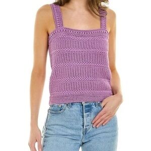 Vince Square Neck Crochet Tank, Purple, size M NWT